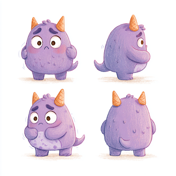 Playful Purple Ice Cream Monster for Kids