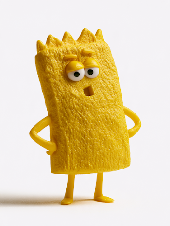 Playful Yellow SIM Card Character on White Background