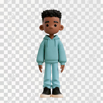 PNG 3D Black Boy Action Figure - Realistic Gameboard Character