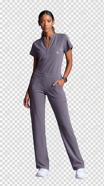 PNG Confident Latina Woman in Stylish Medical Scrubs