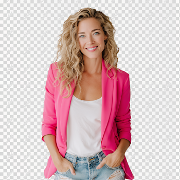 PNG Confident Woman in Hot Pink Blazer