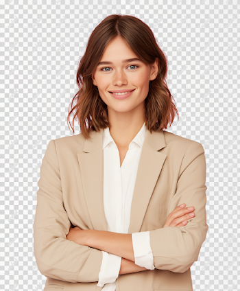 PNG Confident Young Woman in Beige Blazer