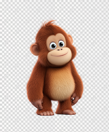 PNG Cute 3D Cartoon Orangutan Character