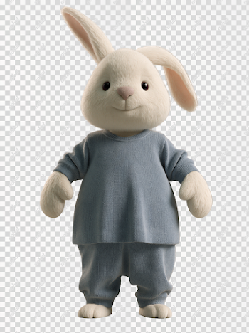 PNG Cute Animated Rabbit Character in Pajamas