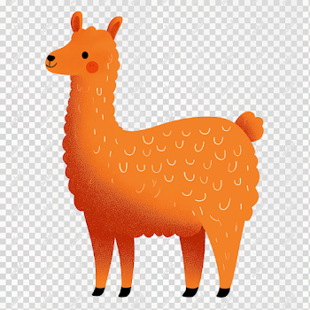 PNG Cute Llama Flat Vector Illustration