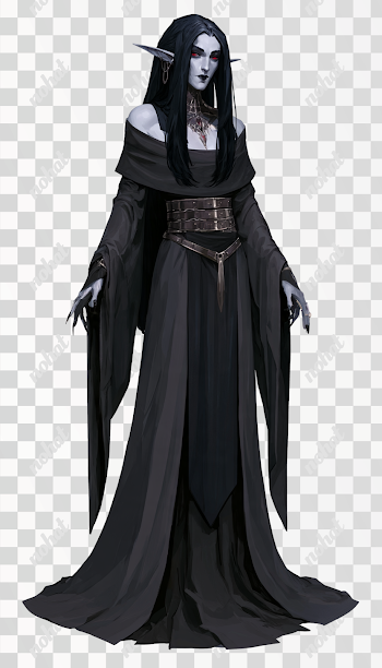 PNG Fantasy Female Fallen Ainur Dark Elf Priestess
