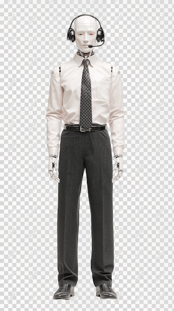 PNG Realistic Male Humanoid Android with Headset