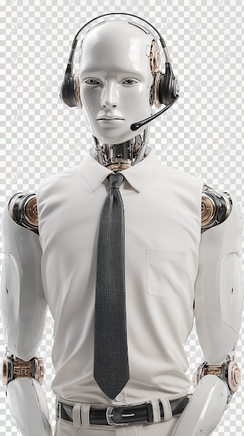 PNG Realistic Male Humanoid Android with Headset