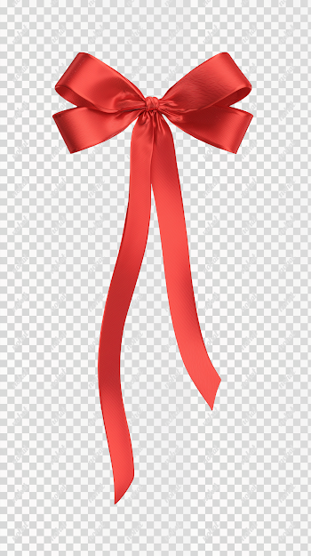 PNG Red Ribbon Bow on White Background