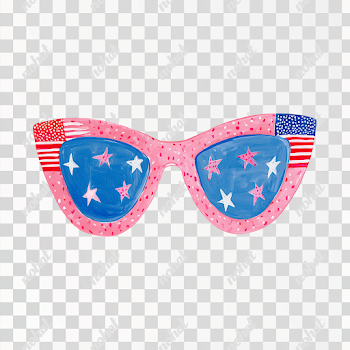 PNG Retro Pink Sunglasses with Patriotic Details