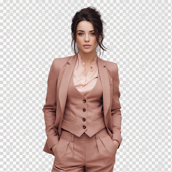 PNG Young Woman in Dusty Rose Business Suit