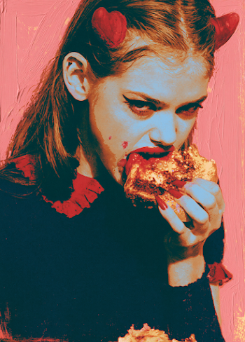 Pop Surrealism: Girl with Horns Eating Toast