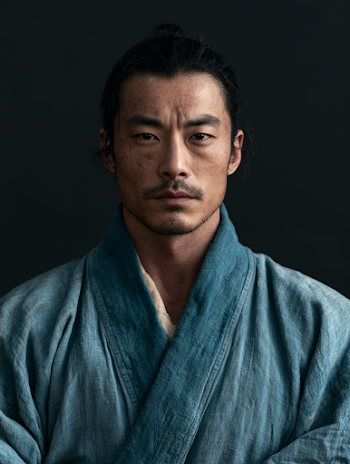 Portrait of a Young Chinese Man in Traditional Robe