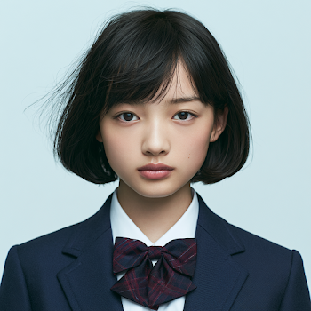 School Portrait of Young East Asian Female Student