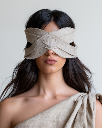 Sculptural Linen Headpiece Portrait