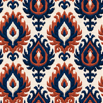 Seamless Uzbek Ikat Pattern with Traditional Paisley Motifs