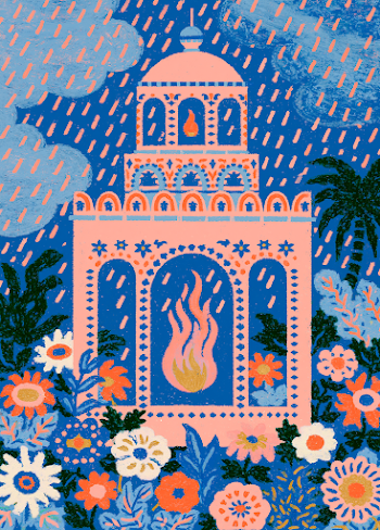 Serenity in the Storm: A Lighthouse of Flame