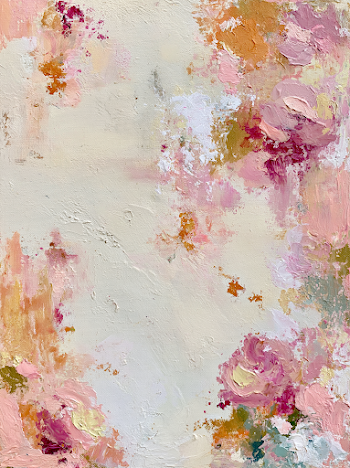Soft Off-White Abstract Texture with Pink and Orange Accents