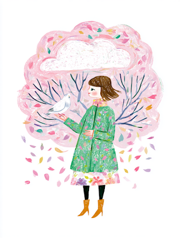 Spring Awakening: A Serene Woman with a Dove