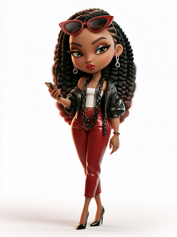 Stylish Chibi Character in Fashion Forward Outfit