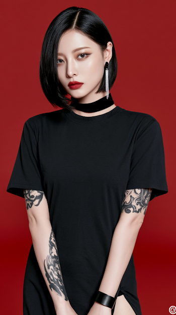 Stylish East Asian Woman in Minimalist Fashion Portrait