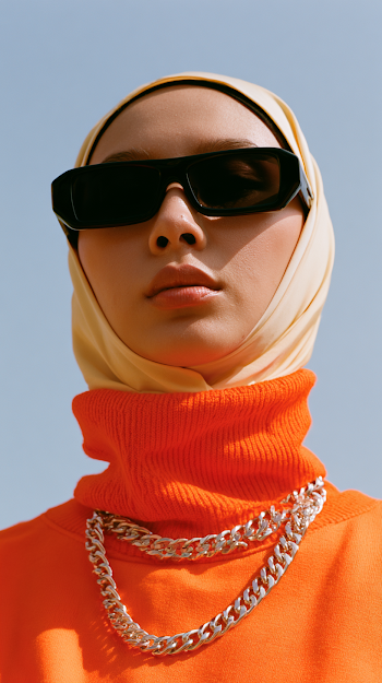 Stylish Muslim Woman in Futuristic Sunglasses