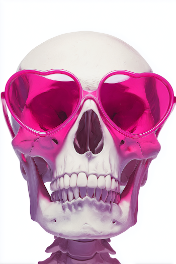 Stylish Skull in Pink Heart Sunglasses
