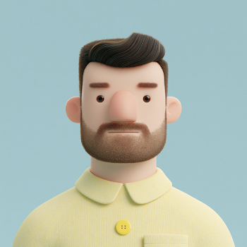Stylized 3D Cartoonish Adult Man Portrait