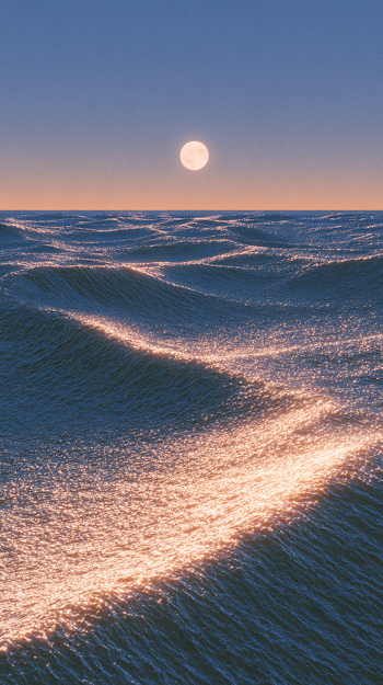 Sun Soaked Ocean Waves in Golden and Blue Tones
