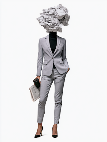 Surreal Businesswoman Concept with Crumpled Paper Head
