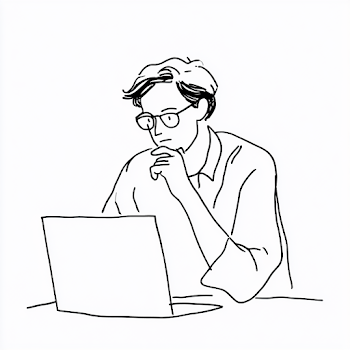 Thoughtful Male Researcher at Laptop