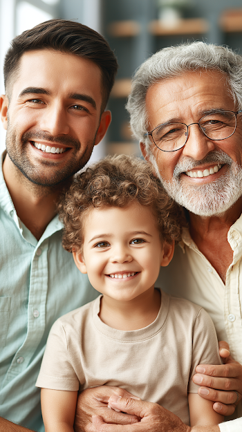 Three Generations of Family Smiles Together