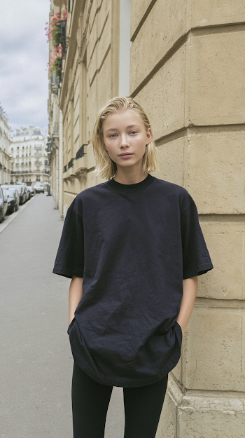 Trendy Young Blonde Model in Parisian Street
