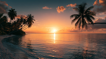 Tropical Sunset Over Calm Ocean
