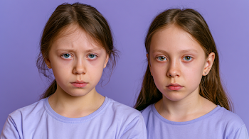 Two Sister Portraits in Fuchsia Background