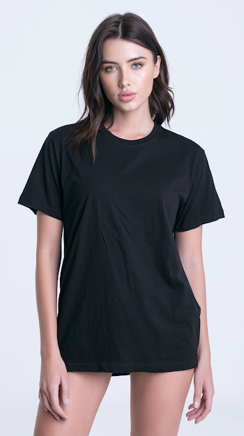 Ultra Realistic Black Cotton T-Shirt Model Photo