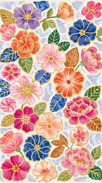 Vibrant Art Nouveau Stained Glass Floral Tapestry