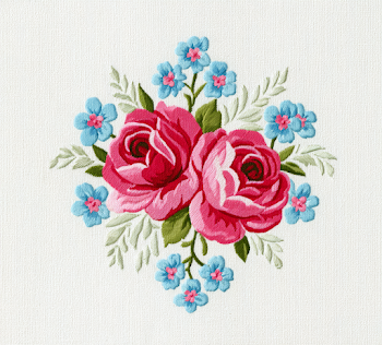 Vibrant Cartoon Floral Pattern with Pink Roses