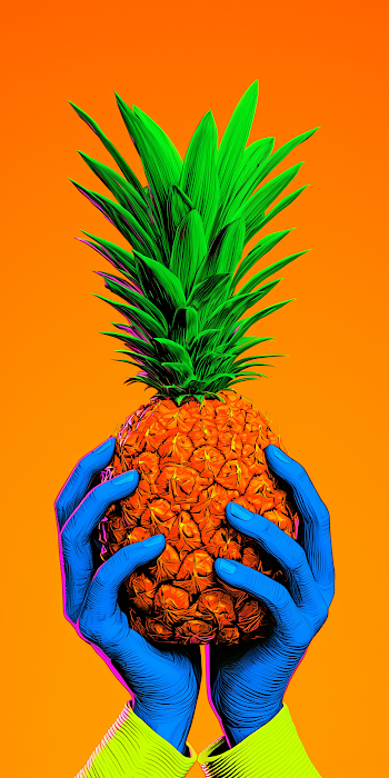 Vibrant Pineapple in Colorful Hands