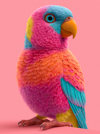 Vibrant Rainbow Lorikeet in Pixar Style