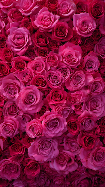 Vibrant Sea of Pink and Crimson Roses for Valentine's Day