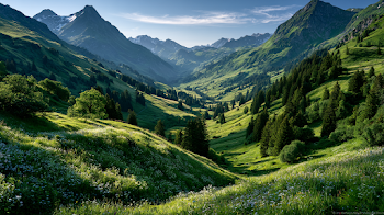 Vibrant Summer Valley in the Swiss Alps
