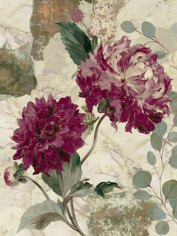 Vintage Botanical Elegance with Fuchsia Dahlias