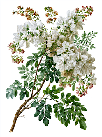 Vintage Botanical Illustration of Moringa