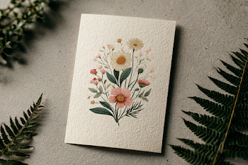 Vintage Botanical Illustration of Wildflowers and Ferns