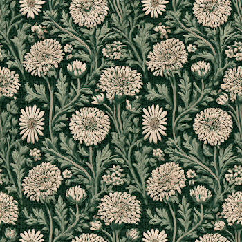 Vintage Floral Damask Pattern with Chrysanthemums
