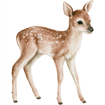 Watercolor Illustration of a Spotted Fawn