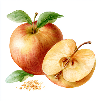 Watercolor Illustration of Halved Apple with Seeds