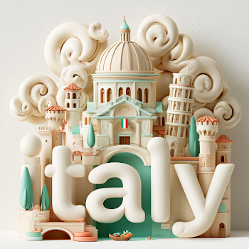 Whimsical 3D Clay Diorama Travel Poster of Italy