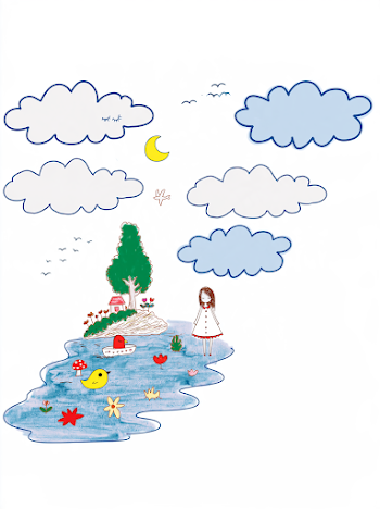 Whimsical Album Cover Illustration of Tranquility